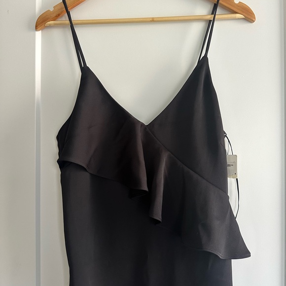 NWT Chelsea28 Asymmetrical Black Satin Ruffled Dress Size Small - Picture 3 of 8